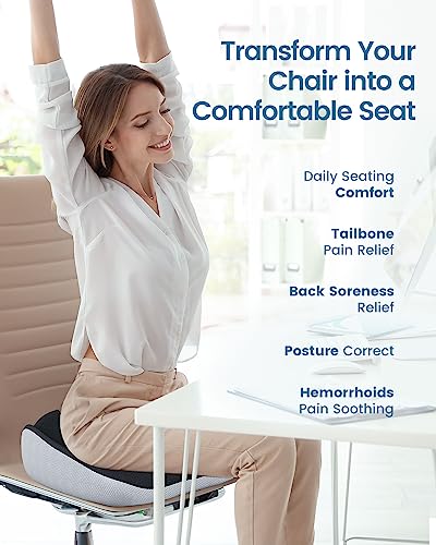 Multifunction Seat Cushion with Removable Insert for Long Sitting, Ergonomic Office Chair Cushion for Hemorrhoid, Sciatica, Tailbone Pain Relief, Non-Slip Memory Foam Butt Pillow for Office, Home, Car