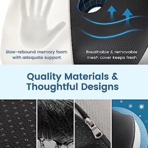 Multifunction Seat Cushion with Removable Insert for Long Sitting, Ergonomic Office Chair Cushion for Hemorrhoid, Sciatica, Tailbone Pain Relief, Non-Slip Memory Foam Butt Pillow for Office, Home, Car