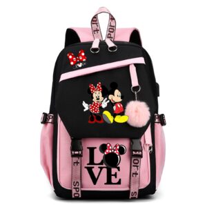 doskijow cartoon backpack - school backpacks for girls women - cute large backpack for teens travel purse laptop bag, 17.7 inch, pink