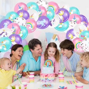 Tiamon 45 Pieces Unicorn Latex Balloons Unicorn Birthday Party Decorations Purple Pink Blue Confetti Balloons Supplies for Girls Unicorn Theme Birthday Baby Shower Wedding Party Balloons Garland Decor