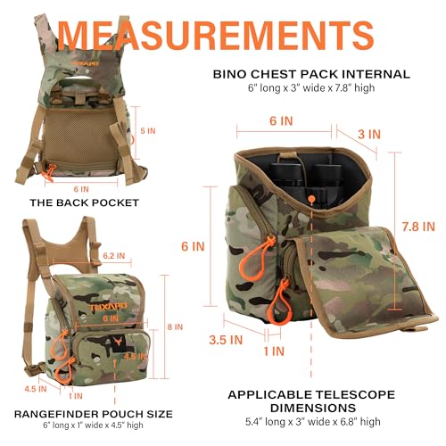 Tuxapo Binocular Harness Chest Pack with Rangefinder Pouch Bino Case for Hunting Hiking Shooting