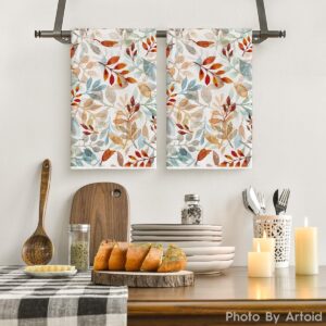 Artoid Mode Eucalyptus Leaves Fall Kitchen Towels Dish Towels, 18x26 Inch Seasonal Decoration Hand Towels Set of 2