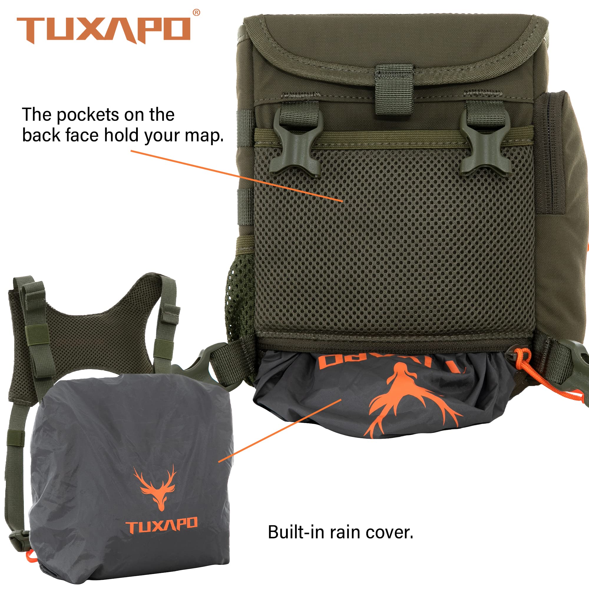 Tuxapo Binocular Harness Chest Pack with Rangefinder Pouch Bino Case for Hunting Hiking Shooting