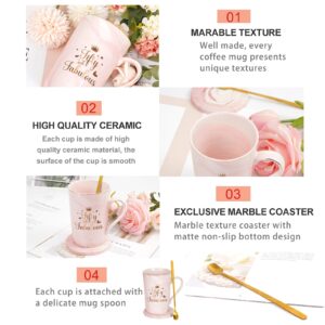 YHRJWN - 50th Birthday Gifts for Women, Fifty and Fabulous Mug, 50th Birthday Gift Ideas for Women Turning 50, Happy 50th Birthday Gifts for Mom Sister Coworker, Pink 14 Oz with Spoon, Coaster, Box