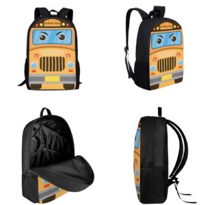 PCSJRKG School Bus Backpack Lightweight Children's Cartoon Backpack Set with Lunch Bag, Knapsack Set for Girls and Boys, Large Casual School Bag Set for Primary School Students