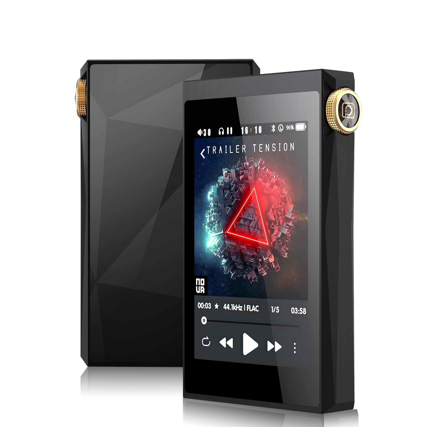 Phinistec S7 HiFi MP3 Player with Bluetooth, Lossless DSD256 Digital Audio Player, High Resoultion Portable Music Player with Metal Body & Glass Back, Dual DAC, Supports Up to 512GB