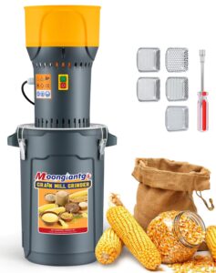 moongiantgo grain mill grinder electric corn grinder 1300w feed mill dry cereals grinder detachable 6.6 gal bucket & hopper, with 5 sieves + 1 socket wrench, molino de maiz, 110v (25l)