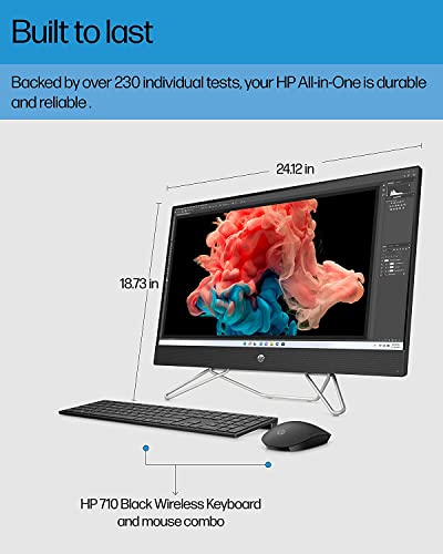 HP 27" FHD IPS All-in-One Desktop Computer 2022, 10-Core Intel Core i7-1255U, Iris Xe Graphics, 16GB DDR4 512GB SSD + 1TB HDD, WiFi 6 Bluetooth, Windows 11 Pro, Black Wireless KB Mouse, COU 32GB USB