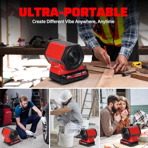 ohyes Bluetooth Speaker Compatible with Milwaukee M18 Battery Packs for Jobsite Camping & Parties (Battery not Included)