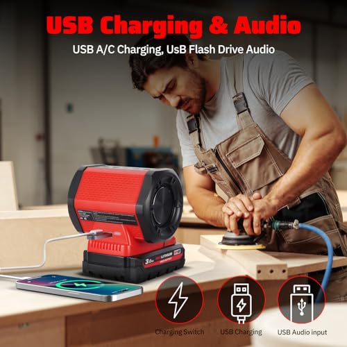 ohyes Bluetooth Speaker Compatible with Milwaukee M18 Battery Packs for Jobsite Camping & Parties (Battery not Included)