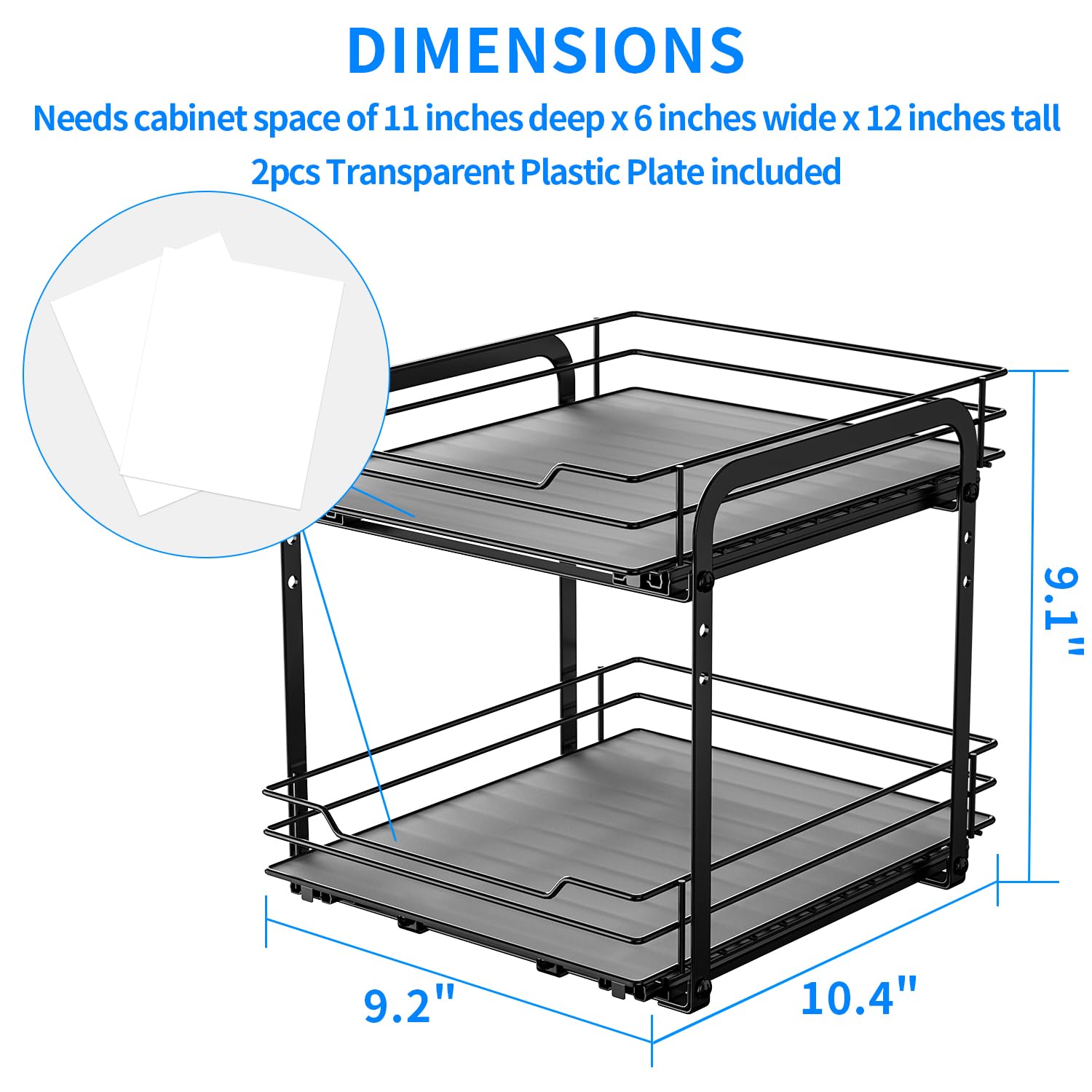 RCHYFEED Spice Rack Organizer for Cabinet, 2 Tier Pull Out Spice Racks for Inside Cabinets & Pantry Closet, Height Adjustable Heavy Duty Metal Basket for Seasoning Organizer, Vertical Spice Shelf