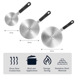 ACTIV CUISINE 9.45 Inch Heat Diffuser Stainless Steel Induction Diffuser Plate for Electric Gas Stove Glass Induction Cooktop Heat Diffuser with Detachable Handle, Protects Pot Cookware Accessories
