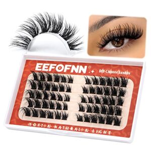 mink cluster lashes fluffy individual eyelashes clusters false lashes curly faux mink eyelashes diy individual lash extension at home by eefofnn (8mm-16mm mixed length)