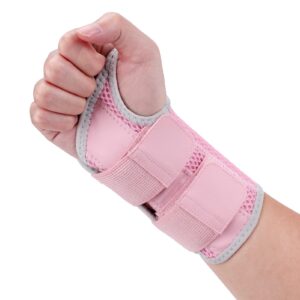 wrist brace for carpal tunnel, night wrist sleep support splint with compression sleeve adjustable straps for pain relief, arthritis, tendonitis, fitness (right hand-pink, s/m (pack of 1))