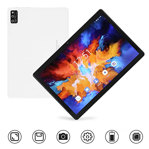 VINGVO Gaming Tablet, Office Tablet 8GB RAM 128GB ROM 2 Card Slots 5G WiFi 4G LTE Dual Camera 10.1 Inch IPS for Travel (US Plug 100‑240V)