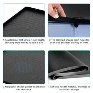 Under Sink Mats for Kitchen Waterproof - 34" x 22" Extra Thick Silicone Mat Bottom of Kitchen Sink Mat with Drain Hole, Cabinet Protection Kit with Under Kitchen Sink Mats & Shelf Liner for Drawers