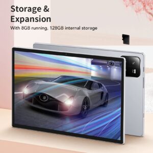 Zopsc 10.0in Tablet for Android11.0, IPS Smart Tablet Supports 4G LTE 8GB 128GB 1920 1200 8 16MP Dual Camera Octa Core CPU 8800mAh 100 240V Silver