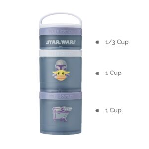 Whiskware Star Wars Stackable Snack Containers for Kids and Toddlers, 3 Stackable Snack Cups for School or Travel, Mando, Grogu, and Ship