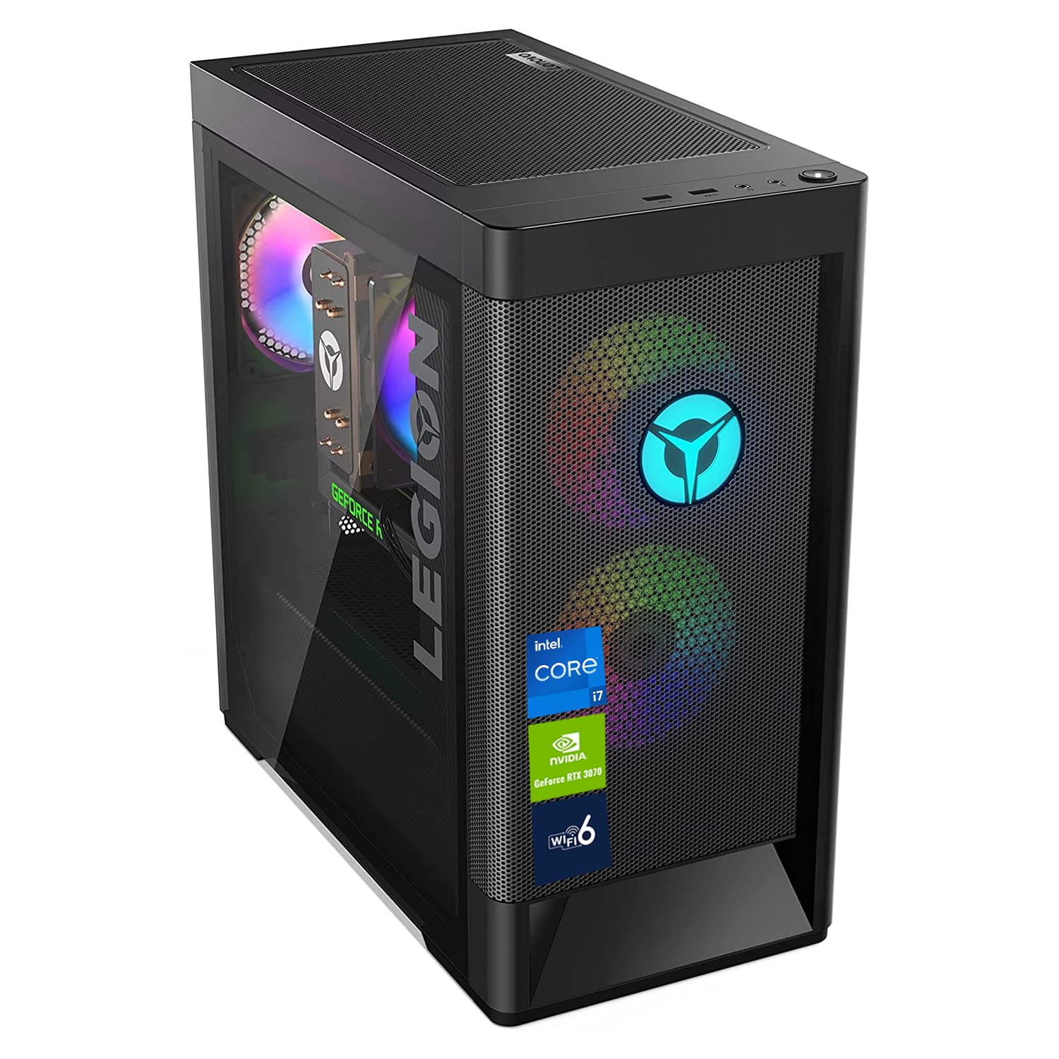 Lenovo Legion Tower 5i Gaming Desktop, Intel Core i7-11700F, GeForce RTX 3070, 64GB RAM, 2TB SSD + 8TB HDD, RJ-45, Display Port, HDMI, Wired Keyboard & Mouse, Wi-Fi 6, Windows 11 Pro, Black