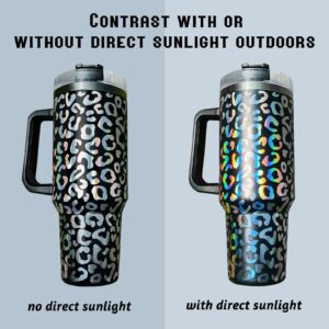 omezin 40 oz Tumbler with Handle Holographic Glitter Leopard 40oz Tumbler with Lid Straw Double Insulated Travel Coffee Mug