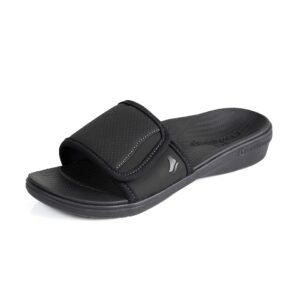 powerstep women's arch support, plantar fasciitis relief slide sandal, black-blk, 9