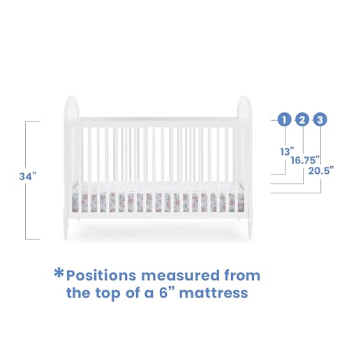 Delta Children Madeline 4-in-1 Convertible Crib - Woven Cane Mesh Panels, Includes Conversion Rails, Greenguard Gold Certified, Bianca White/Textured Almond