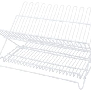 Rocky Mountain Goods Foldable Dish Drying Rack - Holds up to 8" Flat Plates and Cups - Sturdy Steel Construction - White - 18.25" Wide x 12.75" Deep x 11" High