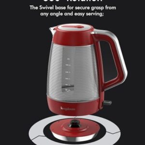 LONGDEEM Electric Tea Kettle Pot, Fast Boil, 1.7L/1500W, Borosilicate Glass Stainless Steel Inner Lid & Filter, Hot Water Boiler & Heater with Auto Shut Off, BPA-Free, Easy to Clean, Red