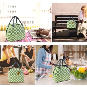 Mziart Cute Lunch Bag for Women Men, Aesthetic Lunch Bag Reusable Insulated Lunch Tote Bag Kawaii Lunch Box Container Waterproof Lunch Cooler Bag for Work Office Travel Picnic (Green)