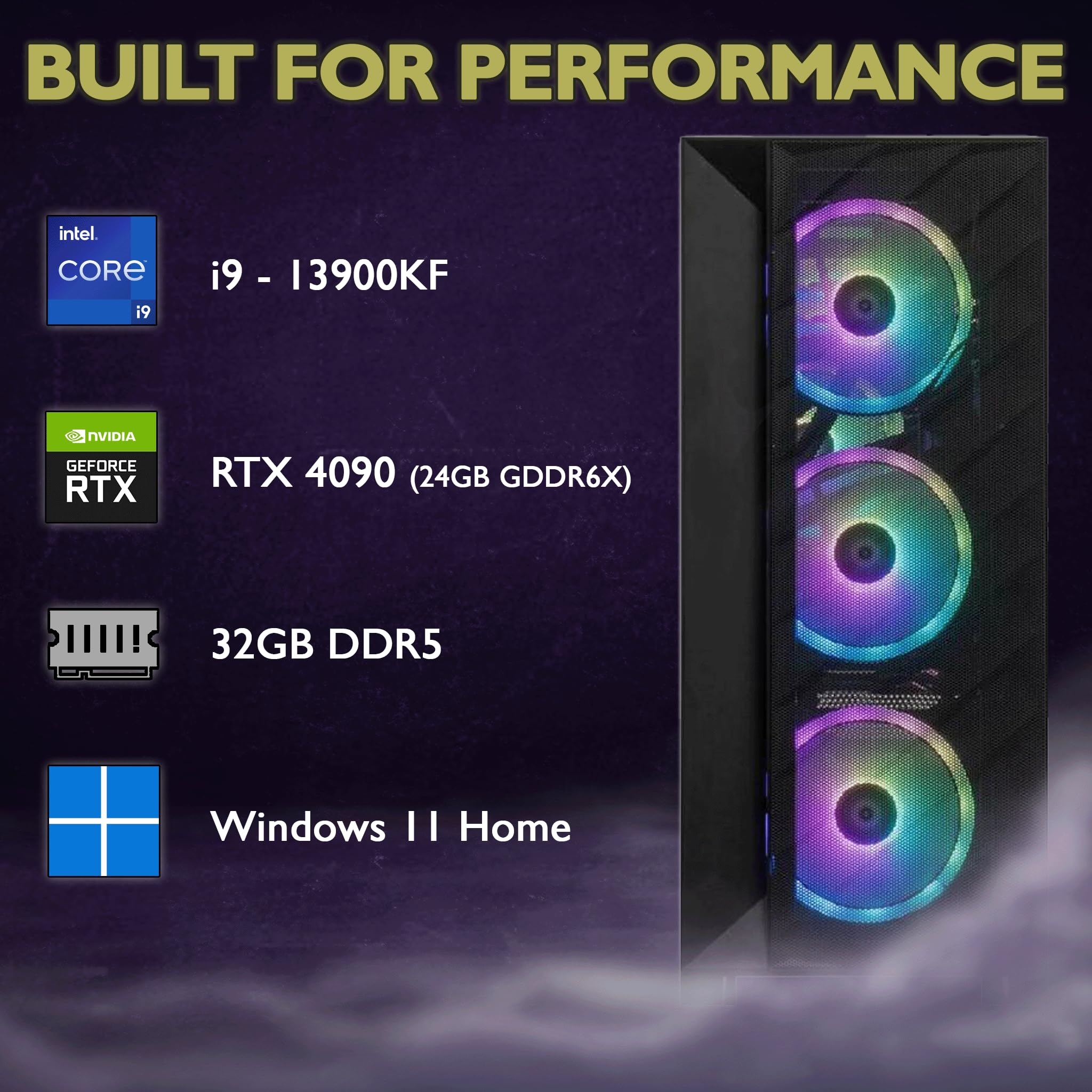 Cobratype Python Gaming PC - Intel Core i9-13900KF, RTX 4090, Liquid Cooled, 32GB DDR5 RAM, 2TB NVMe, Windows 11 - Gaming Desktop