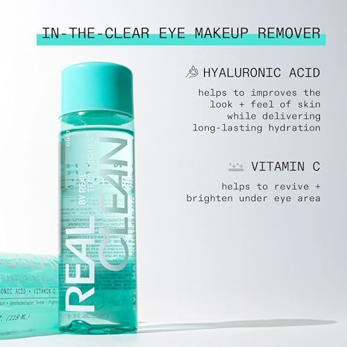 Real Techniques Real Clean In-The-Clear Eye Makeup Remover, Gentle Liquid Makeup Remover, Skin Repair Ingredients, Hyaluronic Acid & Vitamin C, Vegan & Cruelty-Free, 4 fl.oz./110 mL Bottle