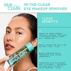 Real Techniques Real Clean In-The-Clear Eye Makeup Remover, Gentle Liquid Makeup Remover, Skin Repair Ingredients, Hyaluronic Acid & Vitamin C, Vegan & Cruelty-Free, 4 fl.oz./110 mL Bottle
