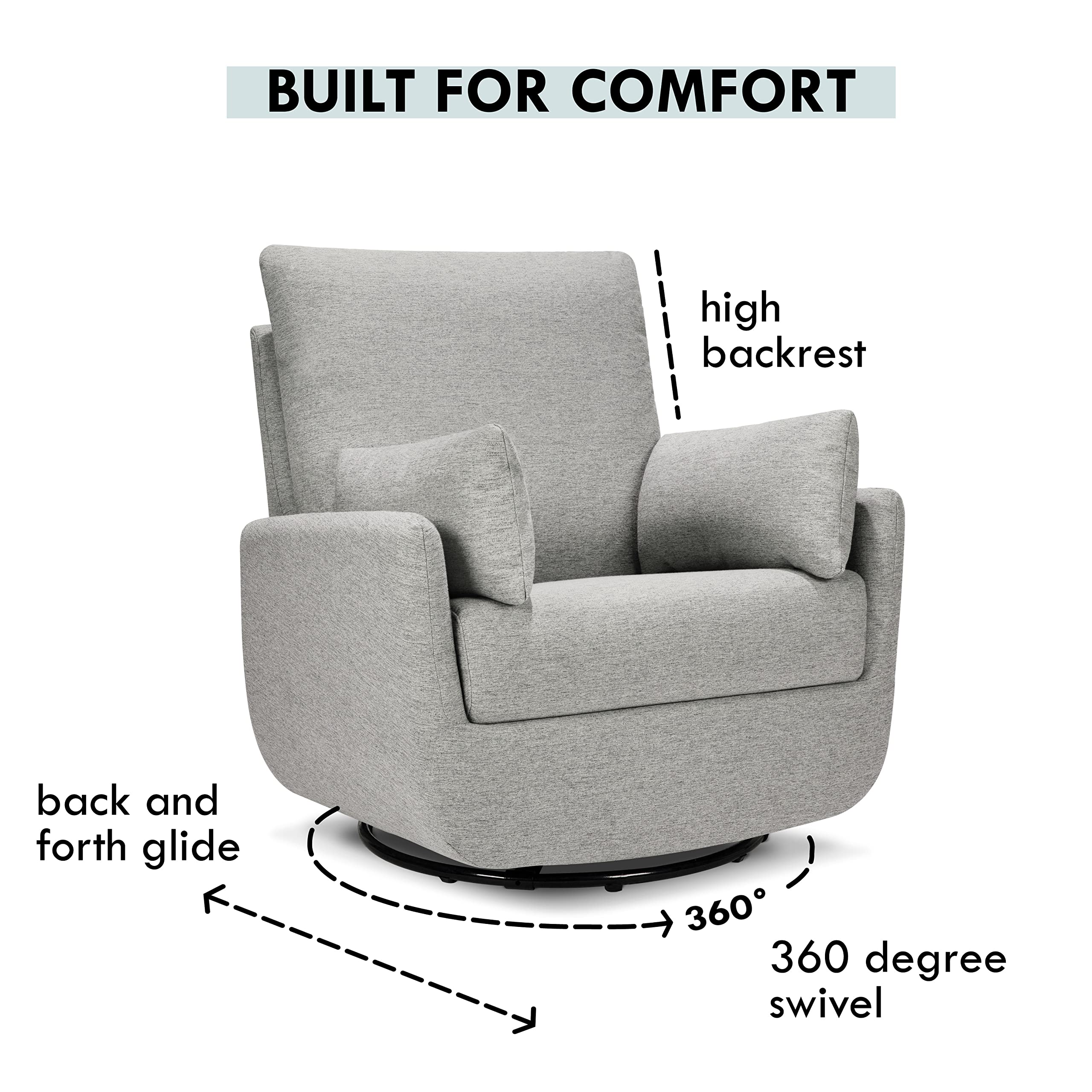 Davinci Juno Swivel Glider in Frost Grey, Greenguard Gold & CertiPUR-US Certified