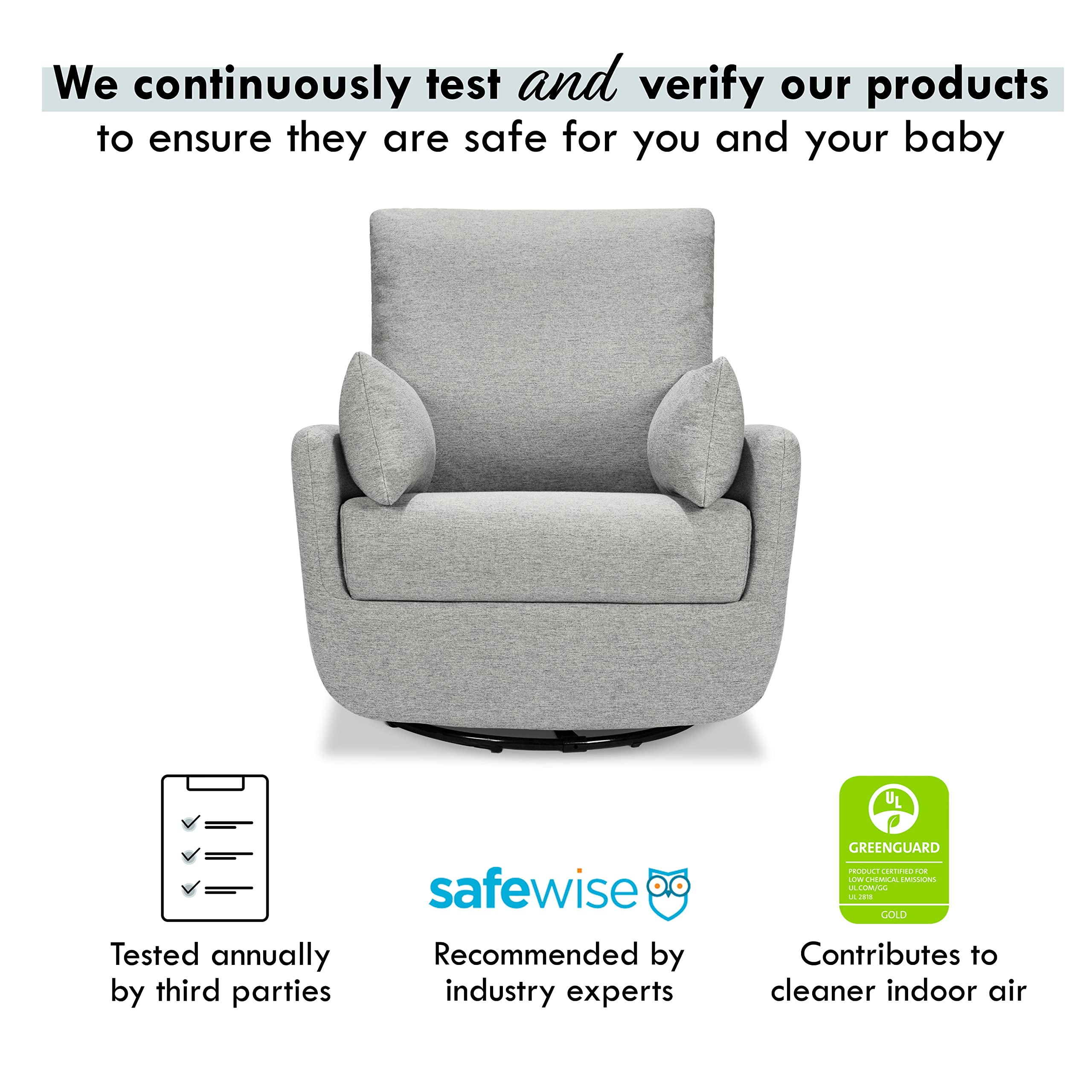 Davinci Juno Swivel Glider in Frost Grey, Greenguard Gold & CertiPUR-US Certified