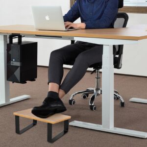 Foot Rest for Under Desk, New Upgrade Wooden with Metal Ergonomic Foot Stools Under Desk at Work, Office Footstools Under Desk Pressure Relief for Back and Body Comfort, Matte Black Footrest