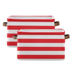 ahomy storage basket red and white striped cube storage bins organizer bag with handles 2-pack
