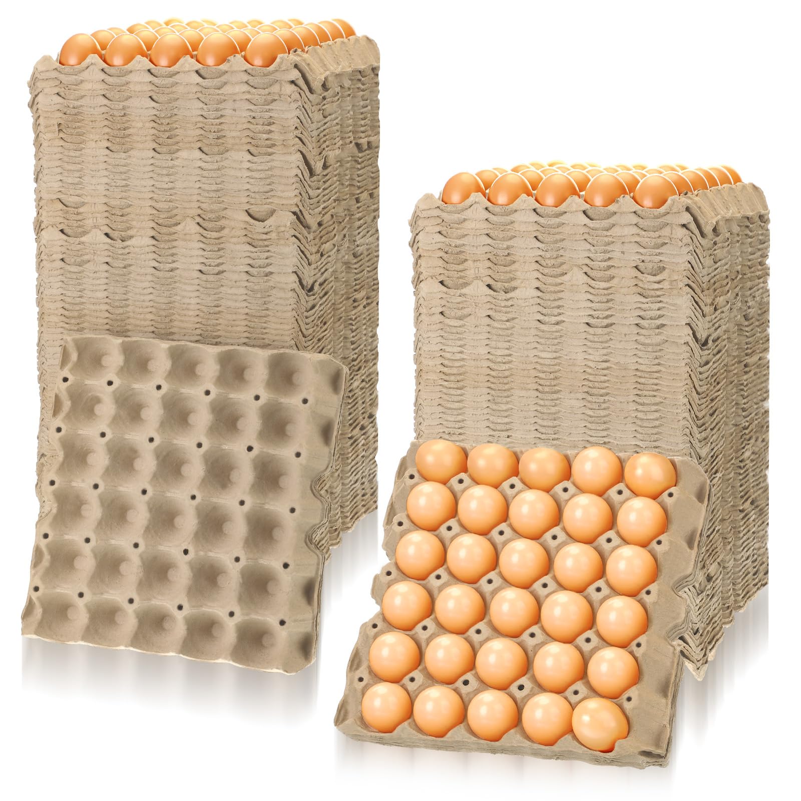 Estune 120 Pack Egg Cartons Crates Bulk 30 Cell Pulp Fiber Egg Flats Reusable Stackable Cardboard Chicken Egg Tray for Home Storing Packing Roach Colony Soundproofing