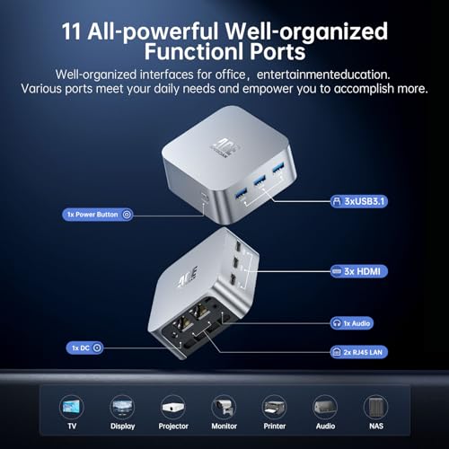 ACEMAGICIAN Mini PC 12th N95 (up to 3.4GHz) 16GB LPDDR5 1TB M.2 SSD Mini Desktop Computers, 3 HDMI Micro PC Support 4K UHD, Dual Gigabit Ethernet,2.4G/5G WiFi, BT4.2,Small PC