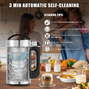 Moongiantgo Nut Milk Maker Machine 1L, 7-In-1 Soy Milk Maker with Recipe, Suitable for Soybean Milk, Almond Milk, Vegan Milk, Oat Milk, Plant Based Milk, Porridge, Paste, Juice, Self-Cleaning, 110V