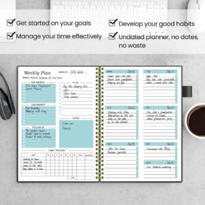 7"x10" Undated Weekly Planner, 53 Weeks To Do List Goals Notebook with Spiral Binding, Flexible Cover, Perfect for Daily & Weekly Plan (Gray)