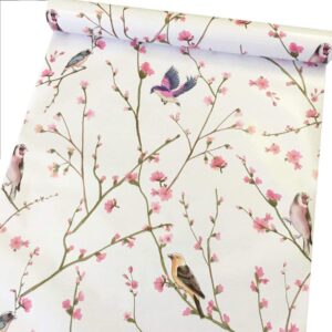 Vintage Pink Plum Floral Shelf Drawer Liner Self Adhesive Contact Paper Wallpaper for Kitchen Bathroom Cabinets Dresser Closet Furniture Wall Crafts 17.7x117 Inches