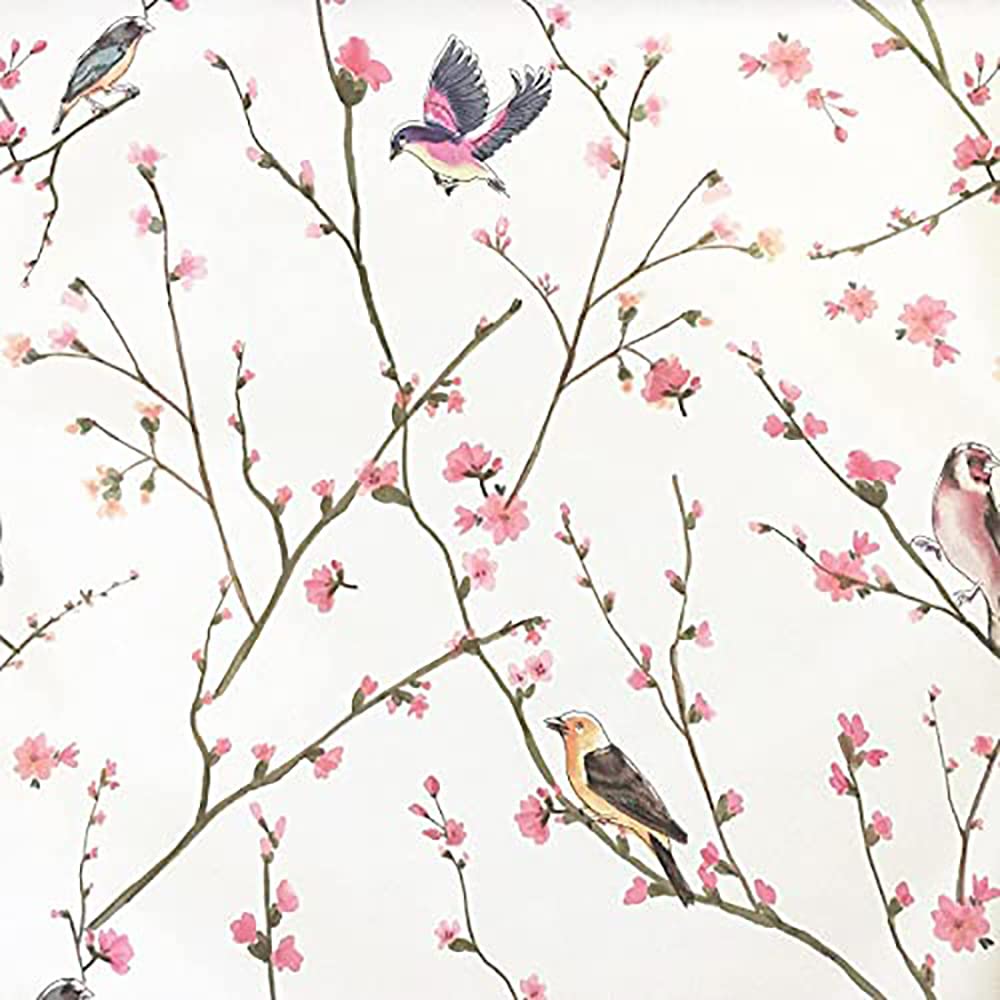 Vintage Pink Plum Floral Shelf Drawer Liner Self Adhesive Contact Paper Wallpaper for Kitchen Bathroom Cabinets Dresser Closet Furniture Wall Crafts 17.7x117 Inches