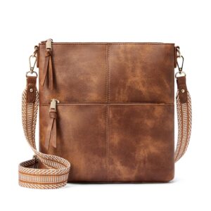westbronco crossbody purses for women, medium shoulder handbags vegan leather casual satchel with guitar strap