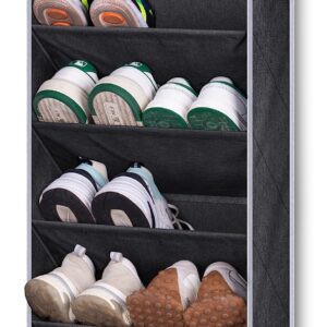 KEETDY Over the Door Shoe Rack for Door Fit 20 Pairs Sneakers Large Hanging Shoe Organizer for Closet Door Storage Boots, Black