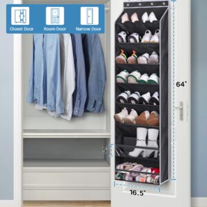 KEETDY Over the Door Shoe Rack for Door Fit 20 Pairs Sneakers Large Hanging Shoe Organizer for Closet Door Storage Boots, Black