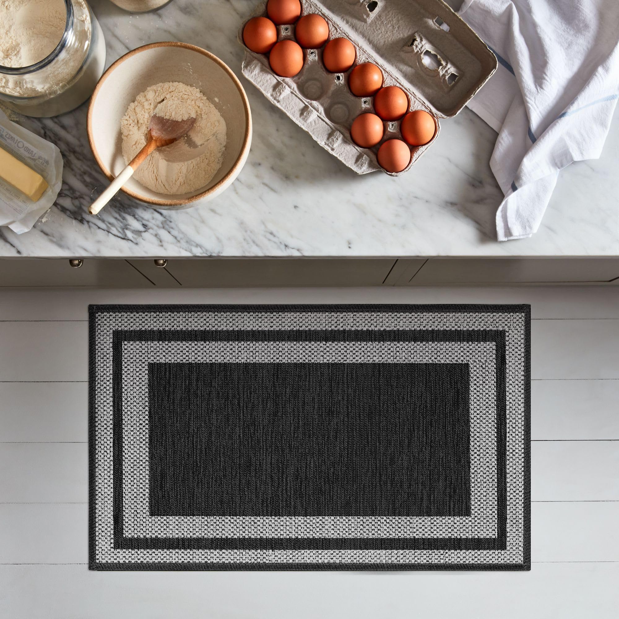 Artoid Mode Black Washable Non-Slip Kitchen Rugs Doormat, Absorbent Rubber Backing Halloween Kitchen Mats Front of Sink Kitchen Mats for Floor Home Decor 17x29 Inch