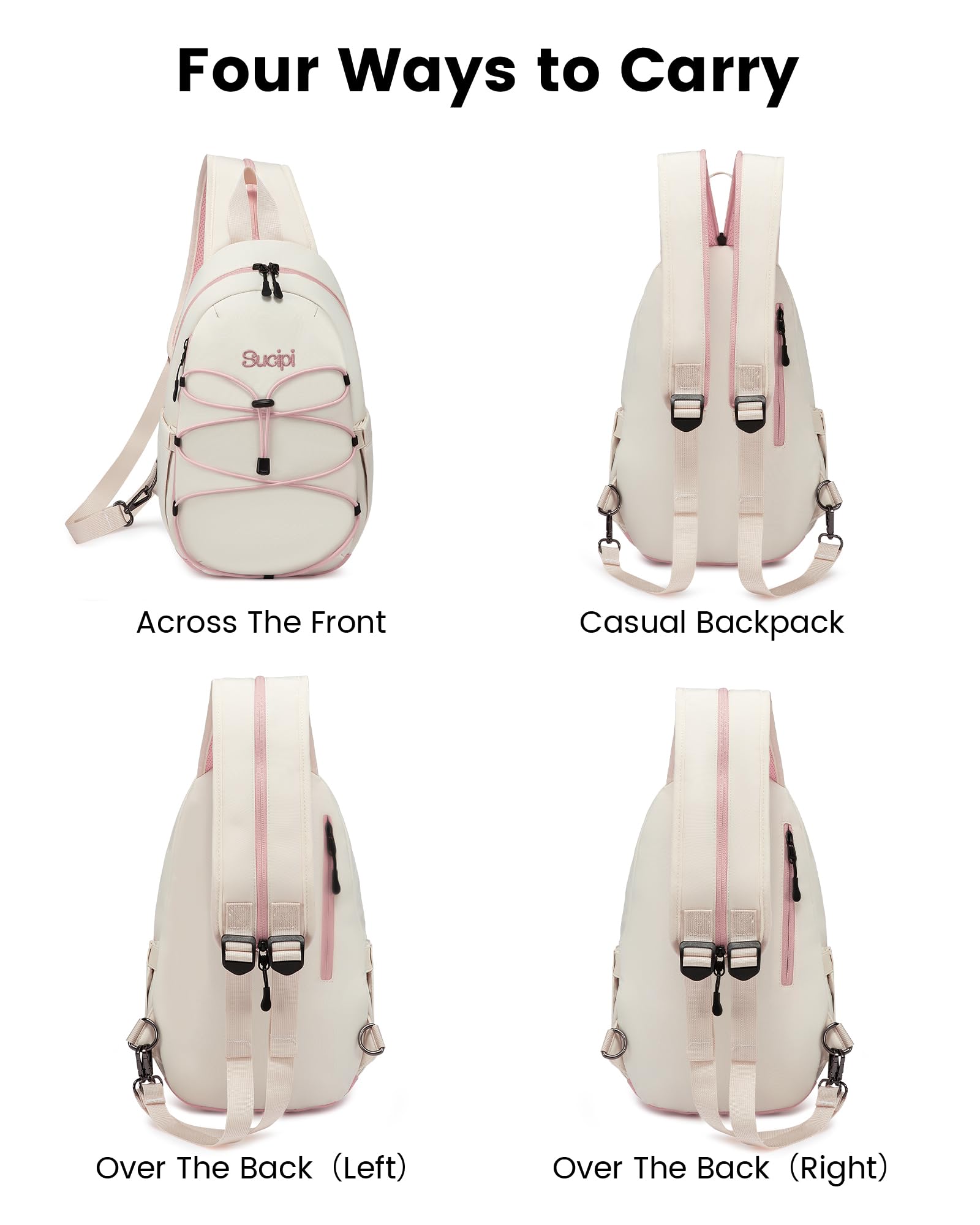 Sucipi Crossbody Sling Bag for Women Convertible Hiking Backpack Trendy Shoulder Bag Chest Bag Lightweight Belt Bag Mini Backpack for Travel Sport