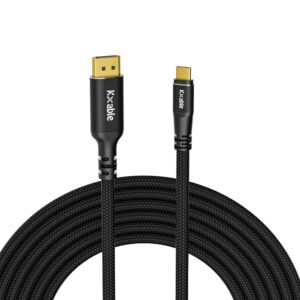 usb c to displayport 1.4 cable 4 ft, 8k@60hz, 4k@120hz, thunderbolt 4/3 type c to dp cord, (thunderbolt 4/3 compatible) for macbook pro/air, ipad pro, iphone 15 pro max, galaxy, xps-(not hdmi)
