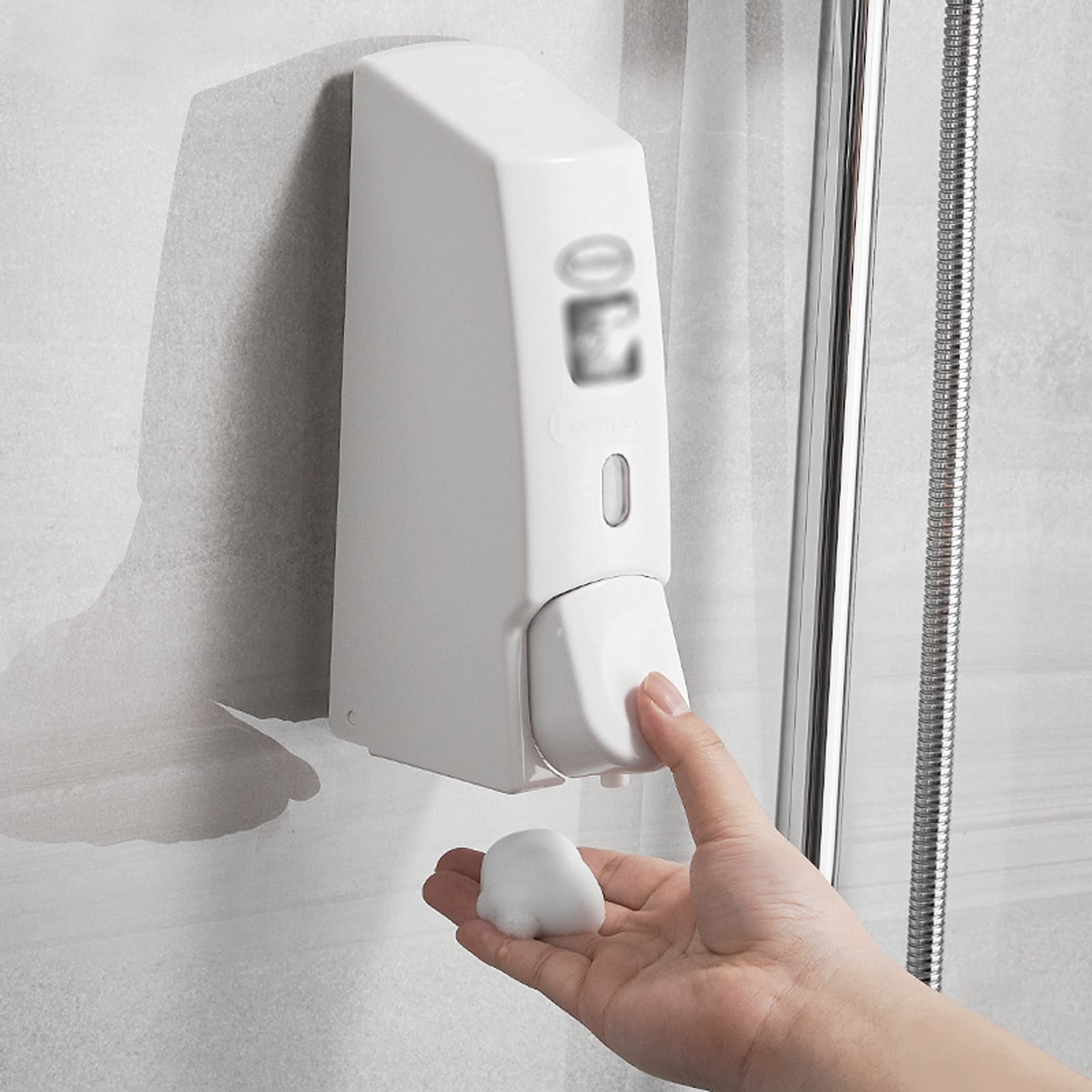 Soap Pump Dispenser Wall-Mounted Foam Soap Dispenser Small and Large-Capacity Plastic Dispenser Can Replenish Liquid White 600ml / 21oz Bottles Dispenser