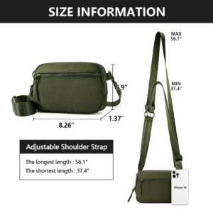 WESTBRONCO Small Crossbody Bags for Women Nylon with Adjustable Strap, Mini Crossbody Purse, Fahion Shoulder Bag for Traveling Workout Green